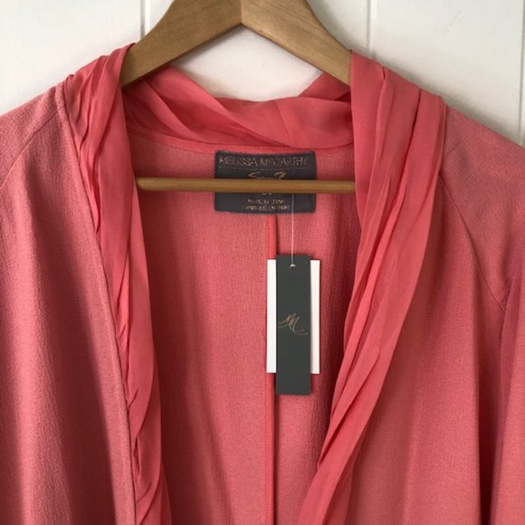 Melissa McCarthy Seven7 Orange Open Front Lightweight Spring Jacket w/Pockets - Picture 4 of 10